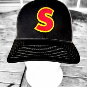 Black Cap with Red and Yellow 'S' Logo